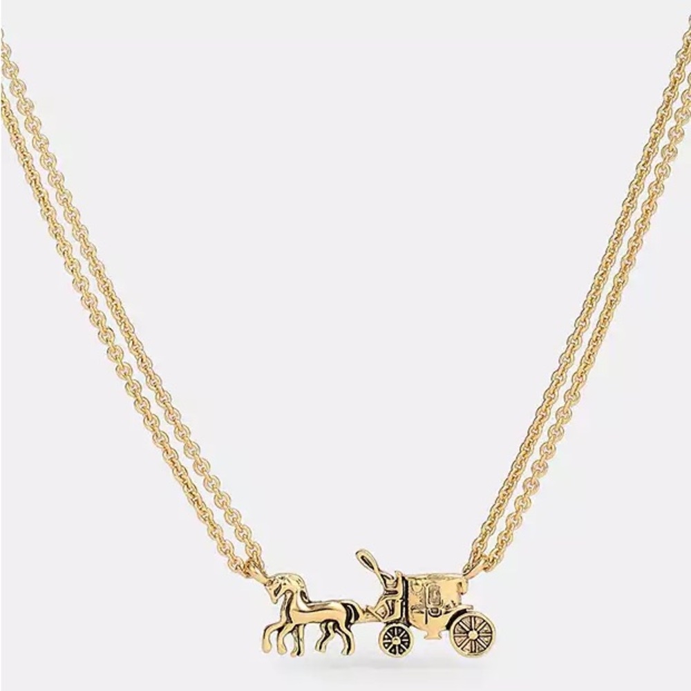 Coach Gold Horse and Carriage Necklace
